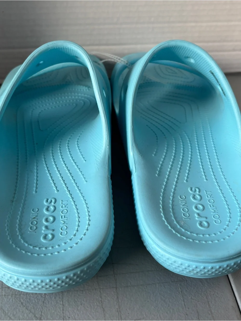 Share Crocs Men’s 12 Slide Sandals Robin Egg Blue Iconic Comfort
